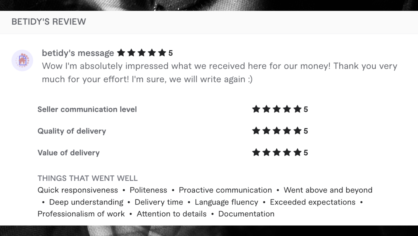 fiverr client review