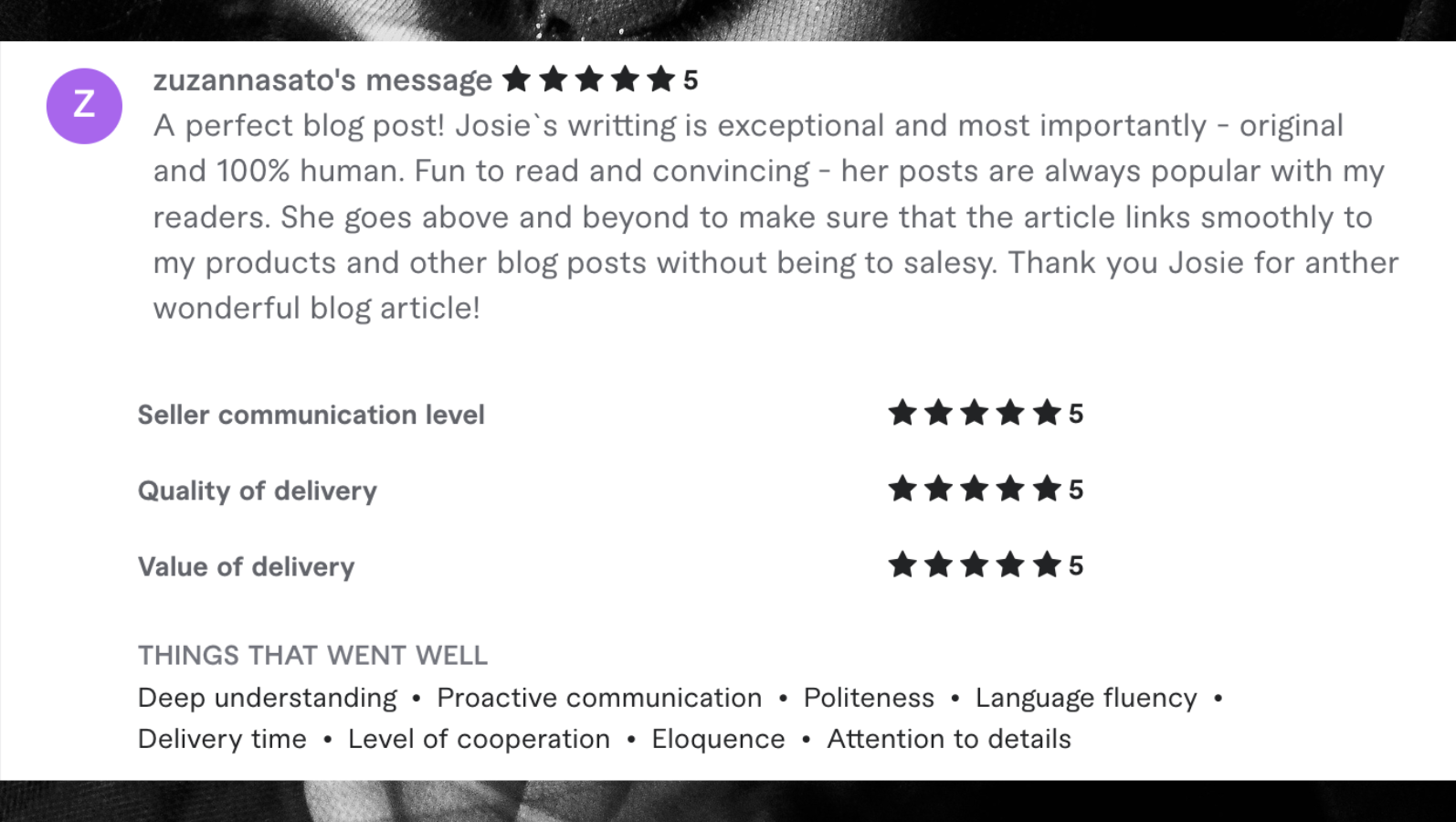 fiverr client review